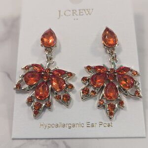 J.Crew Factory Crystal Leaf Statement Earrings